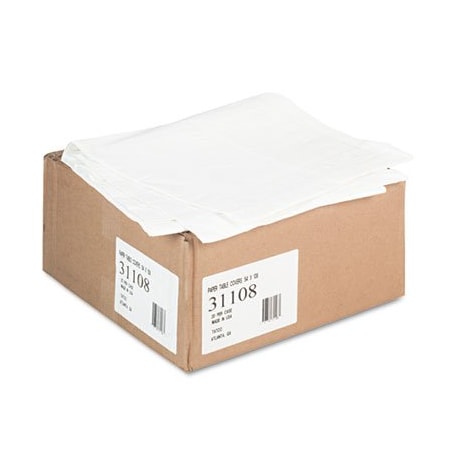 Tatco Products Tatco, Paper Table Cover, Embossed, W/plastic Liner, 54in X 108in, White, 20PK 31108